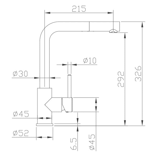 Caressi Basic Line Keukenkraan Chroom CABL003CH U ECO Uittrekbare Uitloop