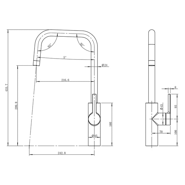 Caressi Black Line Keukenkraan CA1106BK ECO