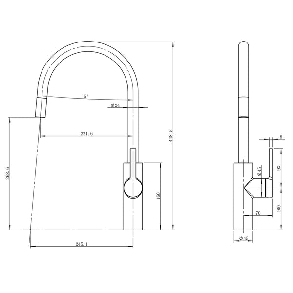 Caressi Black Line Keukenkraan CA1114BKU ECO