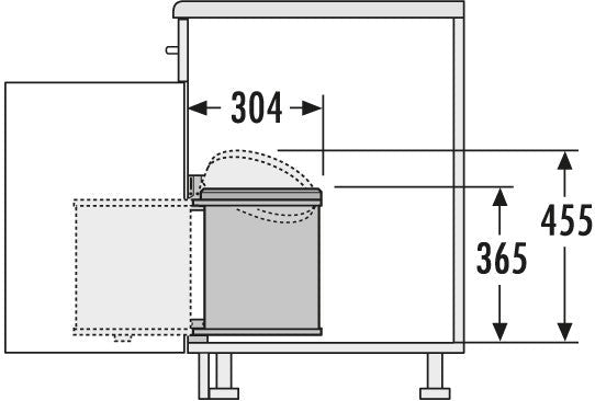 Hailo Rvs/Wit Mono - 15 liter Hailo Afvalsysteem voor draaideurkasten