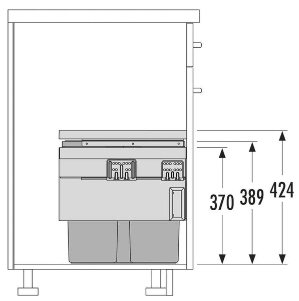 Hailo Cargo - Synchro - Front - 44 Liter Donkergrijs Voor frontdeurkasten