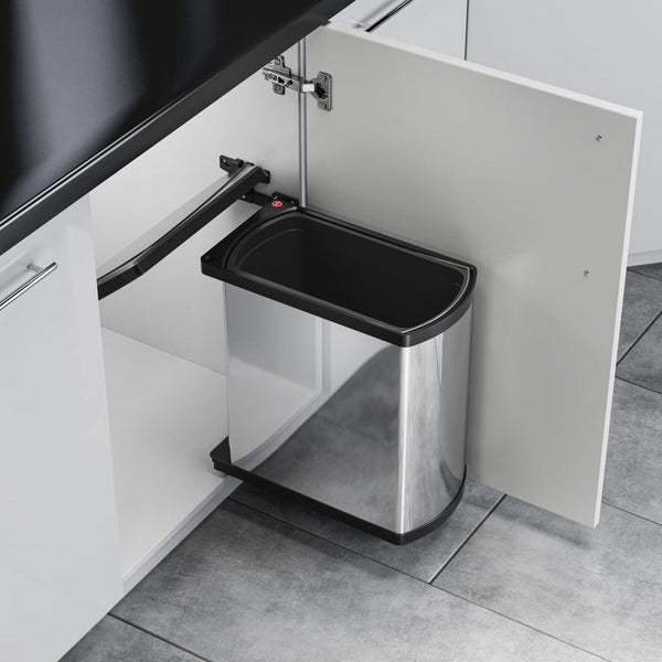 Hailo Rvs/Zwart Uno-Automatic - 18 liter Hailo Afvalsysteem voor draaideurkasten