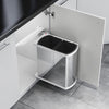 Hailo Rvs/Wit Duo-Automatic - 16 liter Hailo Afvalsysteem voor draaideurkasten