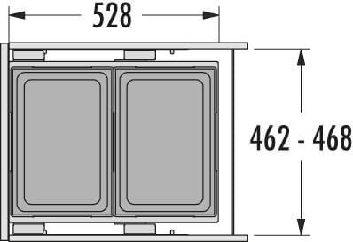 Hailo Euro Cargo Front afvalemmer inbouw 76 liter 361975