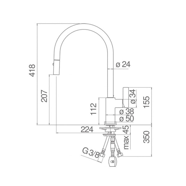 Alpha Flag 6137 Keukenkraan Mat Zwart