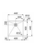 Franke Bolero Plus New R10 B2X 40x40 RVS Spoelbak