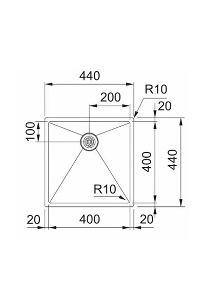 Franke Bolero Plus New R10 B2X 40x40 RVS Spoelbak