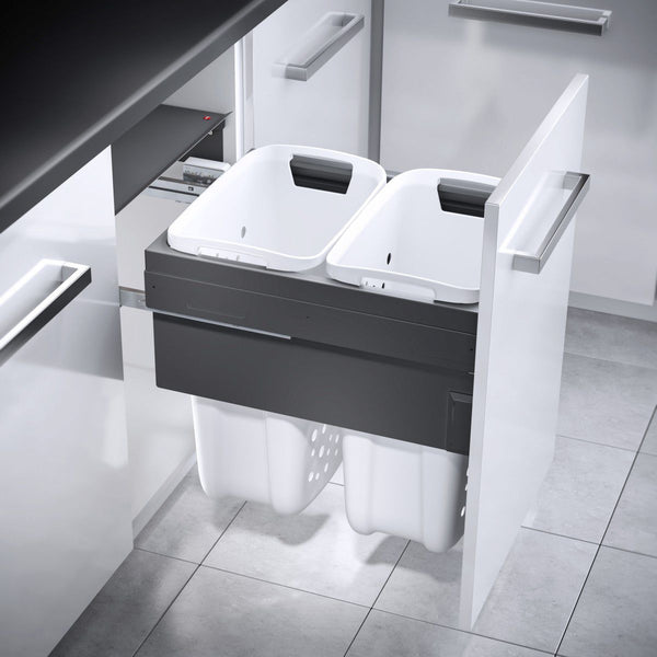 Hailo Laundry Carrier 50 – afvalsysteem 66 liter donkergrijs/wit