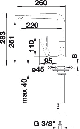 BLANCO LINUS-S Hendel links keukenkraan messing chroom 514016