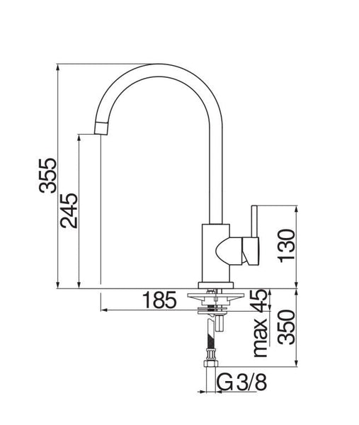 Alpha OZ 133 Keukenkraan Mat Zwart
