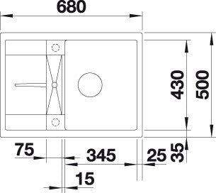 BLANCO METRA 45 S Compact spoelbak Graniet zwart 525912