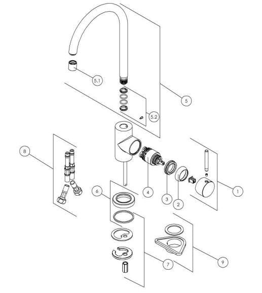 Alpha OZ 133 Keukenkraan Mat Zwart