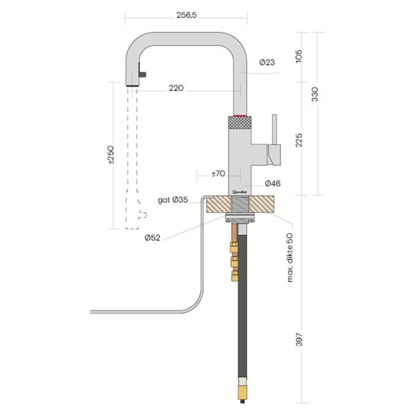 Quooker® COMBI CUBE Flex Square RVS