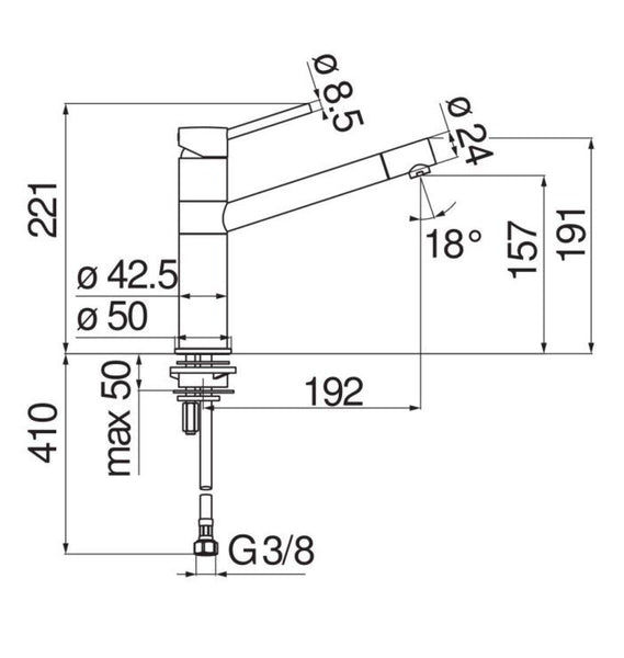 Alpha Snow 7713 Keukenkraan Mat Zwart