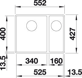 BLANCO SUBLINE 340/160-F Spoelbak Graniet wit 523571