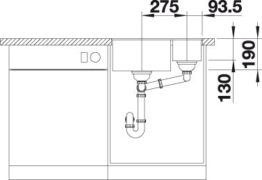 BLANCO SUBLINE 340/160-F Spoelbak Graniet café 523573