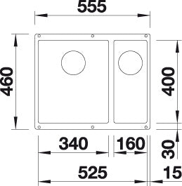 BLANCO SUBLINE 340/160-U Spoelbak Graniet zwart 525986