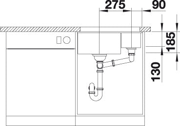 BLANCO SUBLINE 350/150-U Spoelbak BLANCO Keramiek kristalwit glanzend 523741