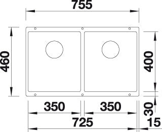 BLANCO SUBLINE 350/350-U Spoelbak Graniet antraciet 523574