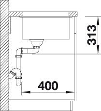 BLANCO SUBLINE 400-U Spoelbak Graniet antraciet 523422