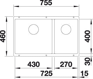 BLANCO SUBLINE 430/270-U Spoelbak Graniet zwart 525991