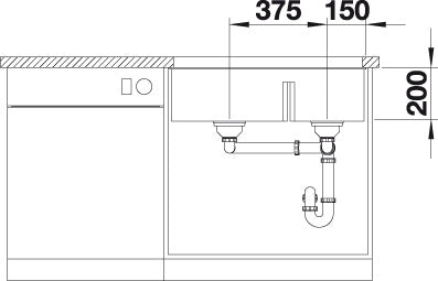 BLANCO SUBLINE 430/270-U Spoelbak Graniet zwart 525991