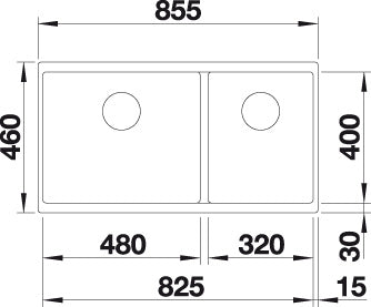 BLANCO SUBLINE 480/320-U Spoelbak Graniet antraciet 523584