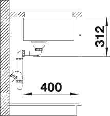 BLANCO SUBLINE 700-U Spoelbak Graniet tartufo 523449