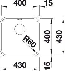 BLANCO SUPRA 400-U Spoelbak RVS 518202