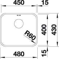 BLANCO SUPRA 450-U Spoelbak RVS 518204