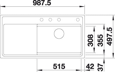 BLANCO ZENAR XL 6 S-F SteamerPlus spoelbak Graniet rock grey 524083